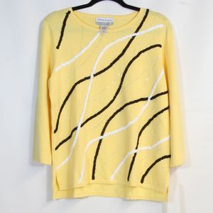 Alfred Dunner Bejeweled Embossed City Life Sweater